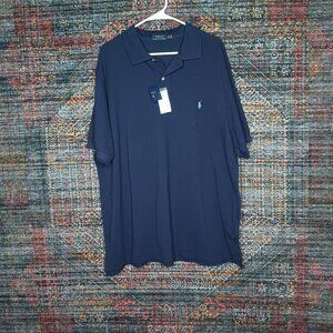 POLO Ralph Lauren mens solid navy mesh polo 2XB BIG NWT